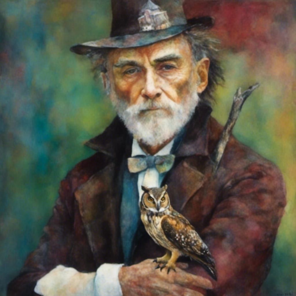 Knight with Owl in Retro Color Style