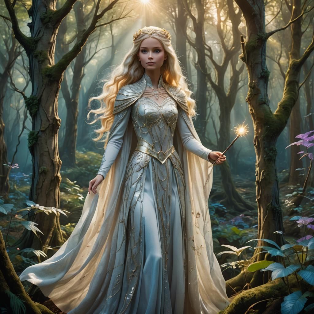 Barbie as Galadriel from Lord of the Rings.