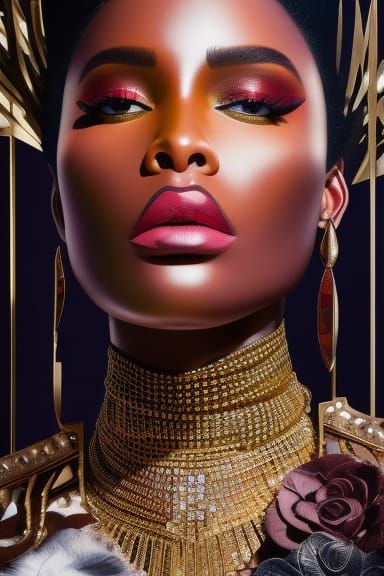 Haute Couture Bikini Portrait in Grunge Graffiti Style