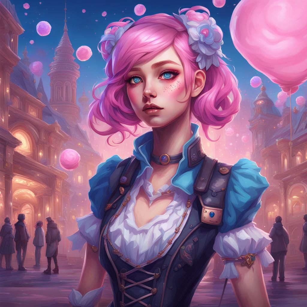 Waifu Aria with Pink Hair in Cyberpunk Style