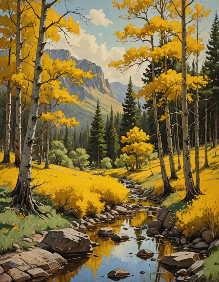 Radiant Yellow Landscape Oil Painting