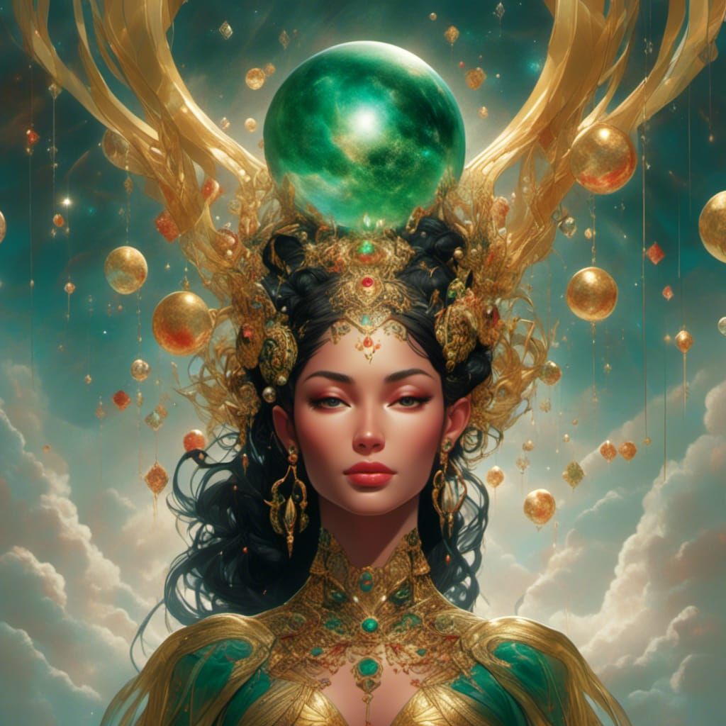 Majestic Spanish Woman with Celestial Crown and Galaxy