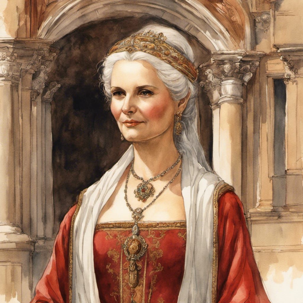 Renaissance Noble Woman Portrait in Watercolor