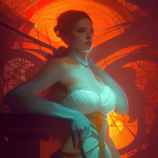 Domina: Hyperdetailed Concept Art in Orange and Teal