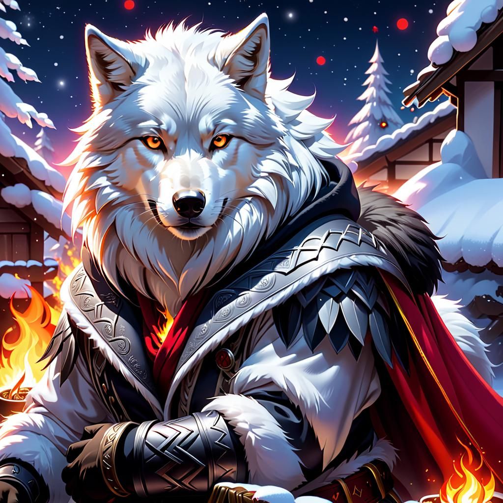 Wolf Between Snow and Fire
