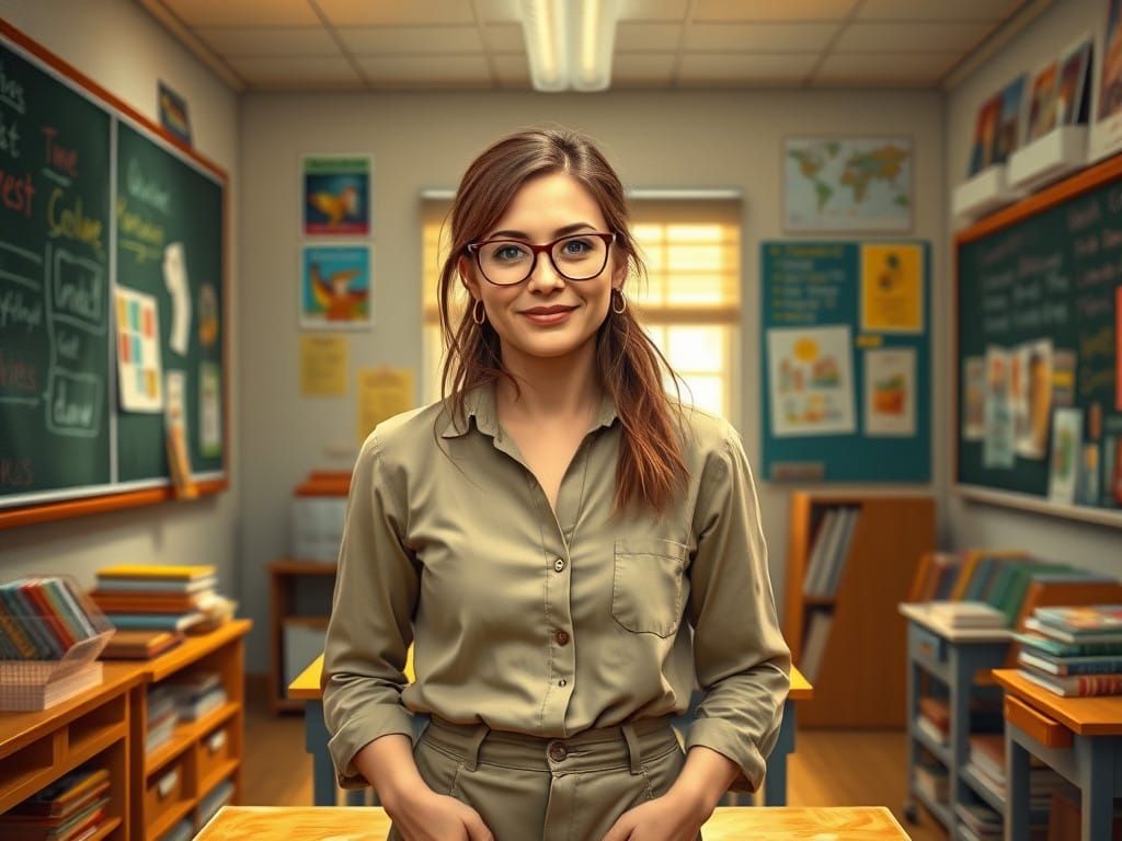 Warm Classroom Scene in Traditional American Style