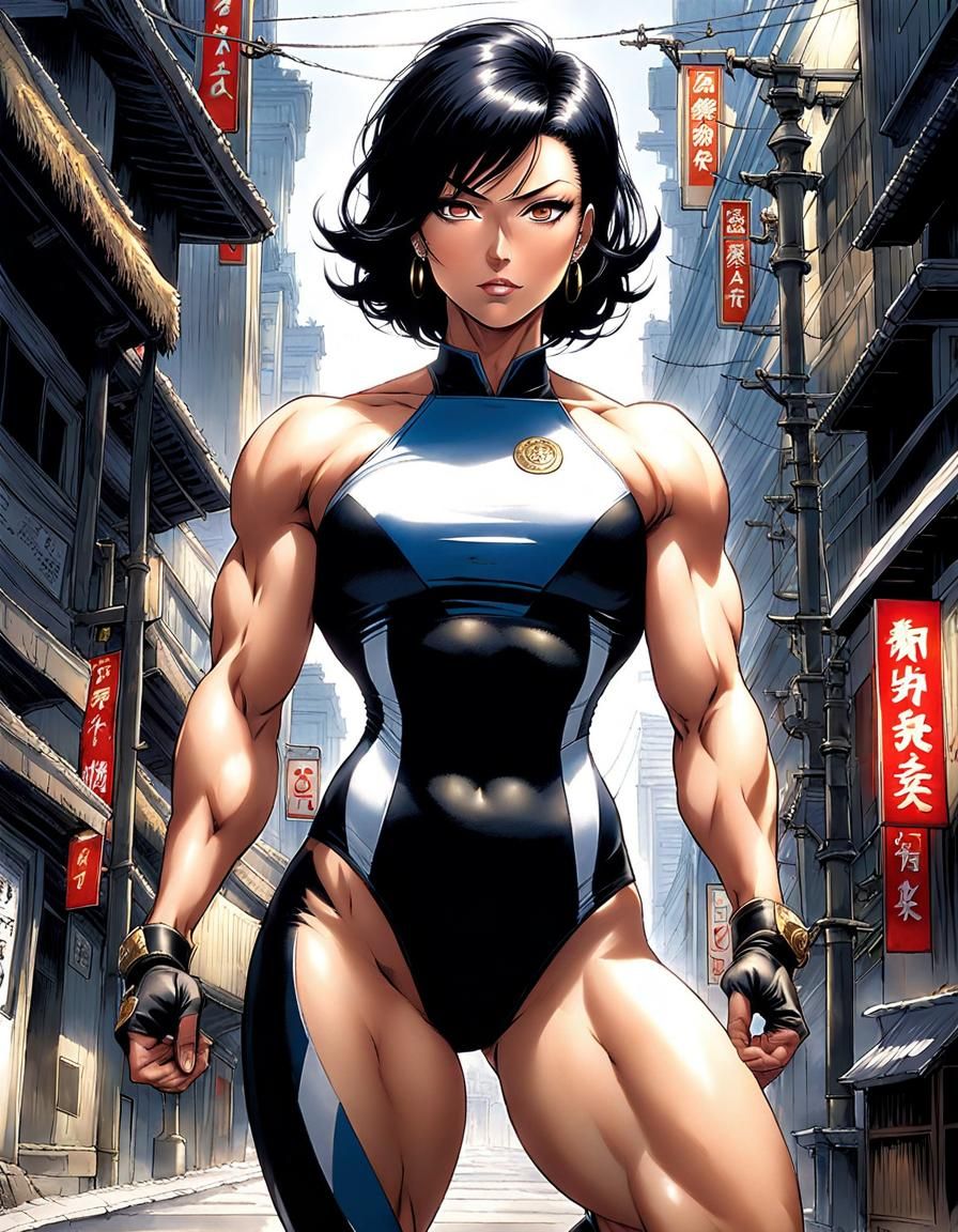 Powerful Athlete in Toga, Japanese Art Style