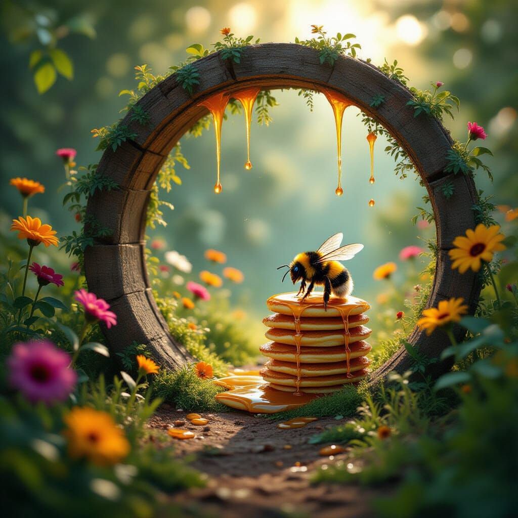 Bumblebee Finds Pancake Flower Portal