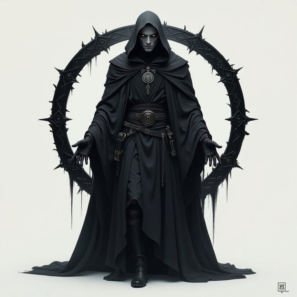 Grimdark Warlock Portrait in Gothic Style