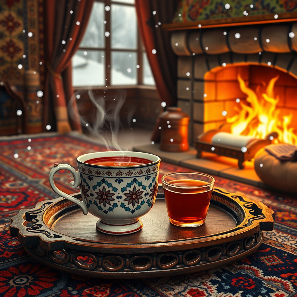 Afghan Chai Still Life as Persian Miniature Painting