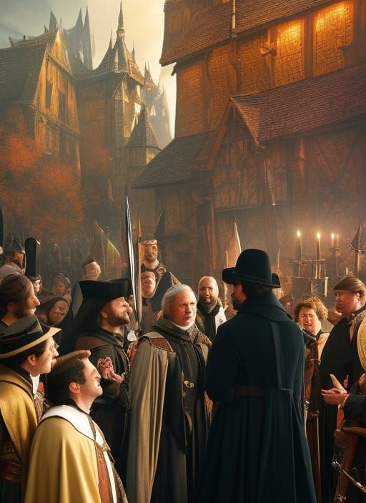 Medieval Mayor Speech: Hyperrealistic Fantasycore Art