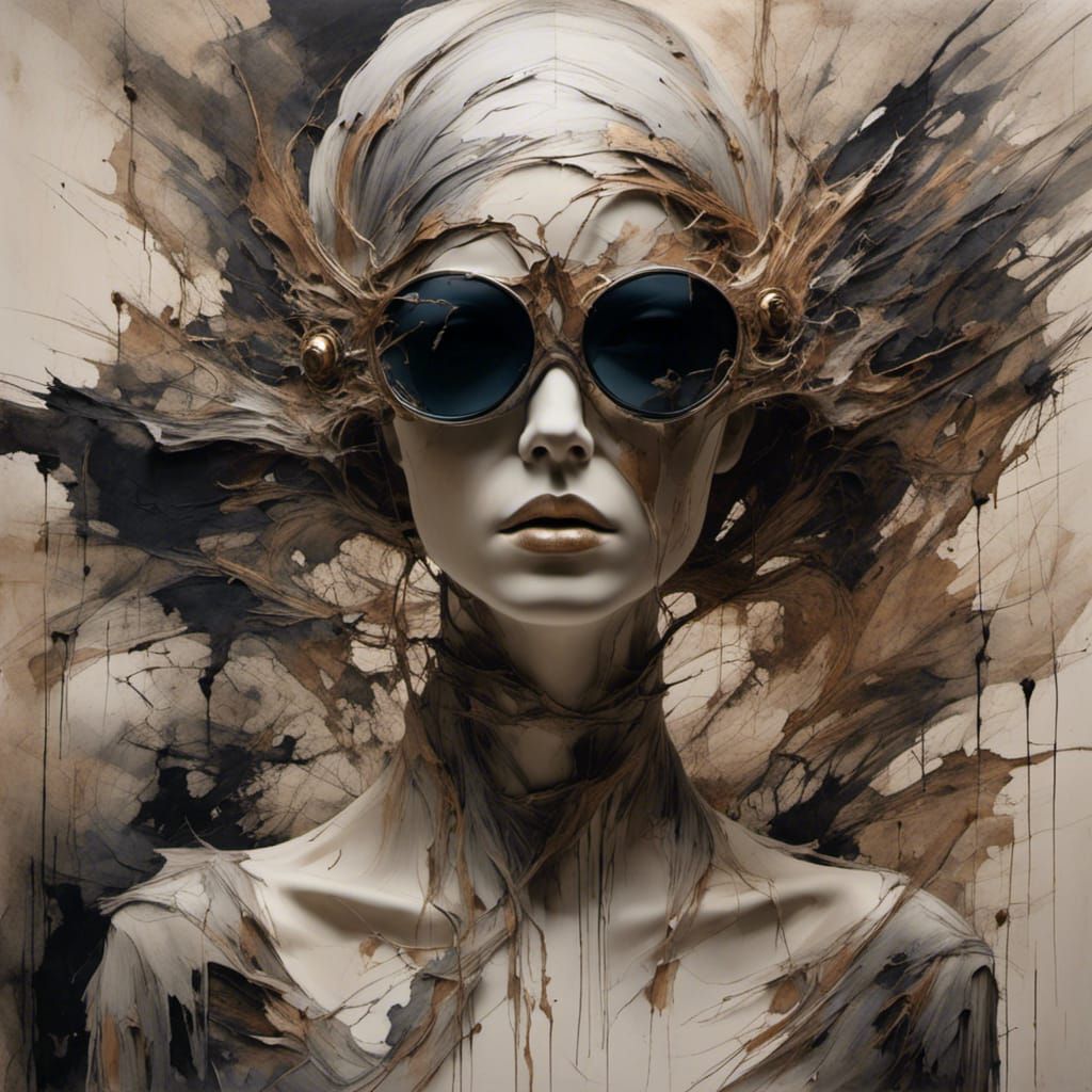 Intense Woman's Gaze Through Woodsplash Filter