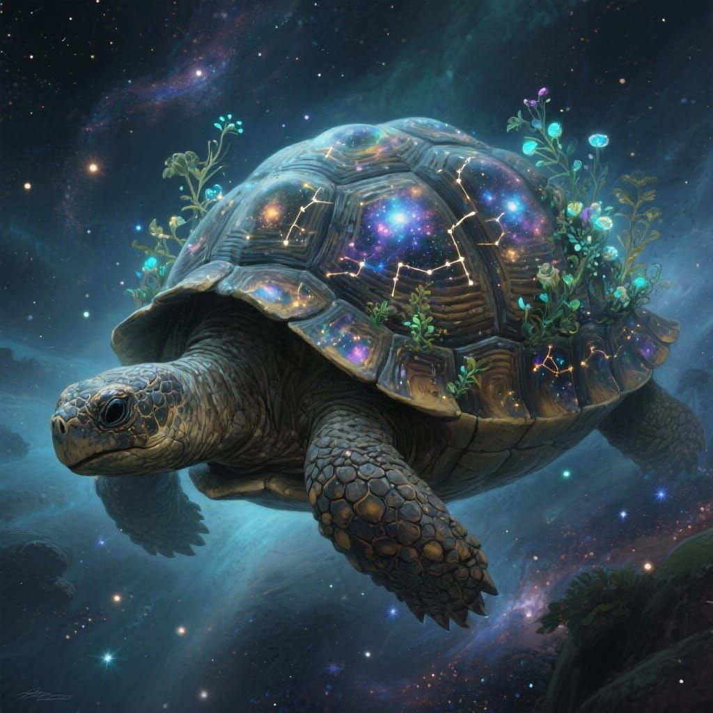 Ancient Tortoise Drifts Through Cosmic Void