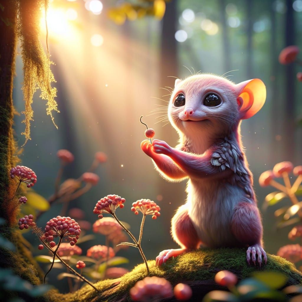 Adorable Hybrid Creature in Enchanted Forest