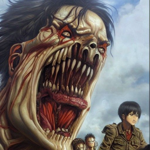 Attack on Titan: Oil Painting in Gurney Style