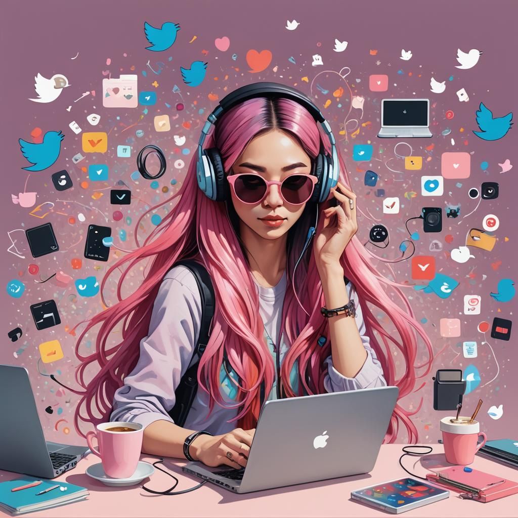 Trendy Girl's Pastel Digital Illustration