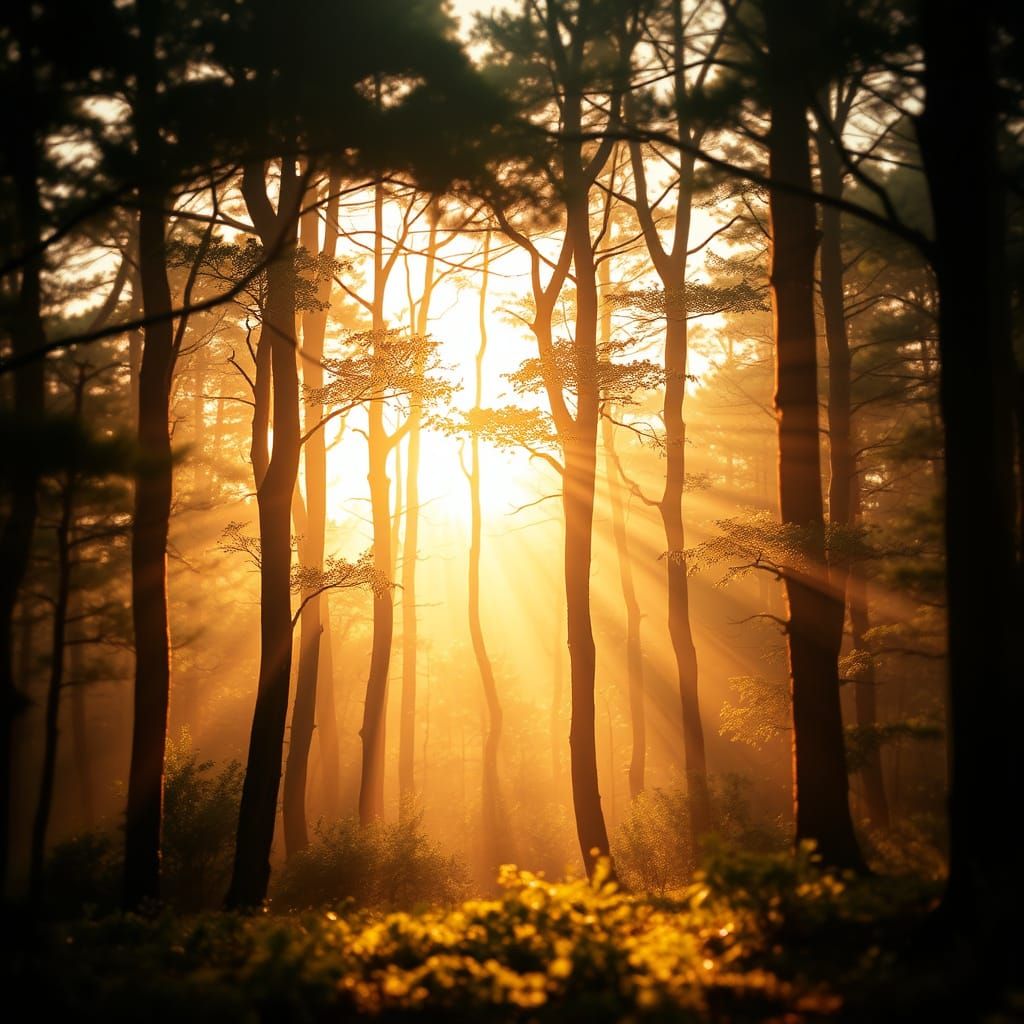 Misty Forest Landscape in the Spirit of Barbizon School