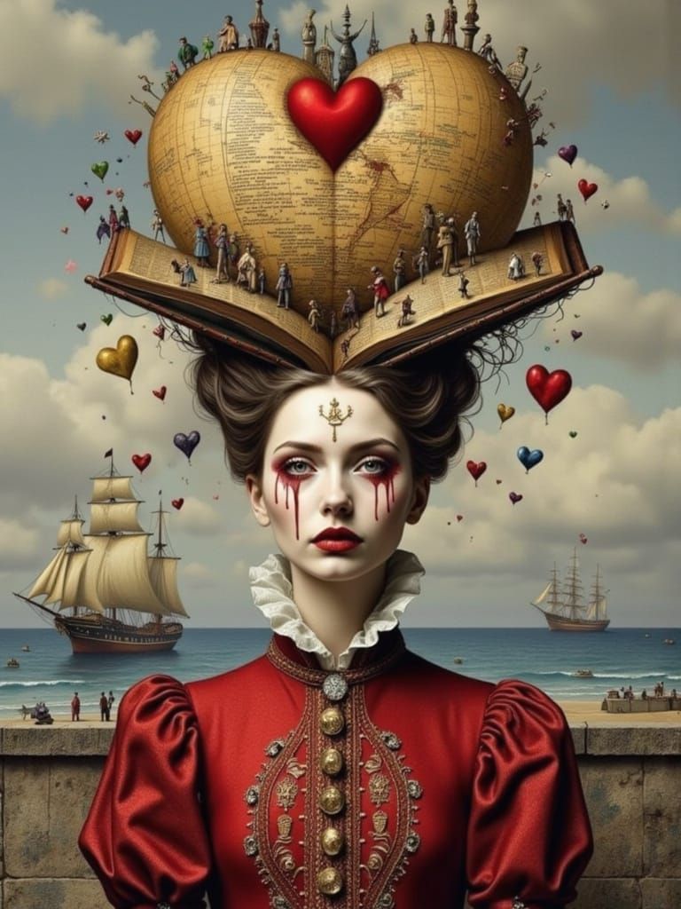 Surreal Portrait of a Woman in a Dreamlike Coastal Landscape