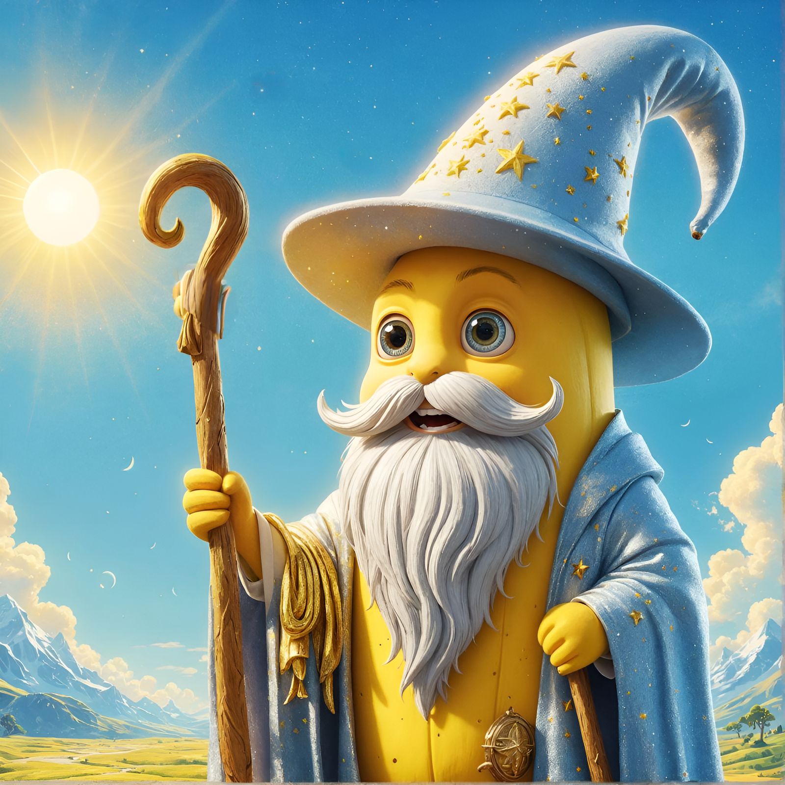 Banana Gandalf Cartoon Character Portrait