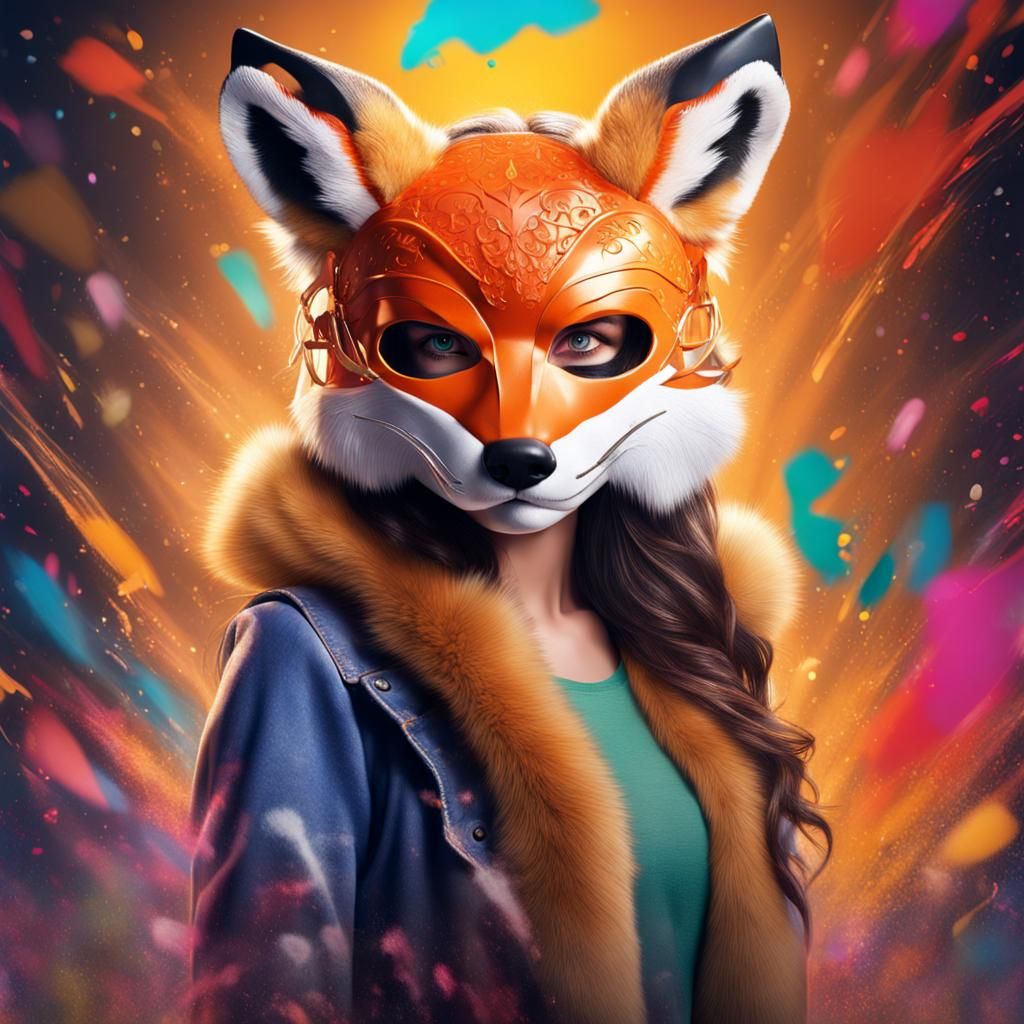 Woman in a Fox Mask with Detailed Fur