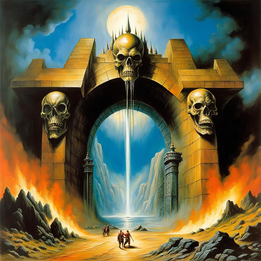 Gates of underworld inspired by Boris Vallejo