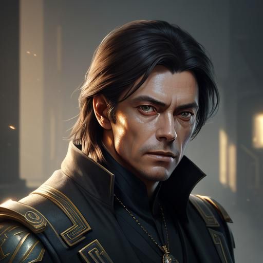 Alain Delon Portrait in Art Nouveau Style