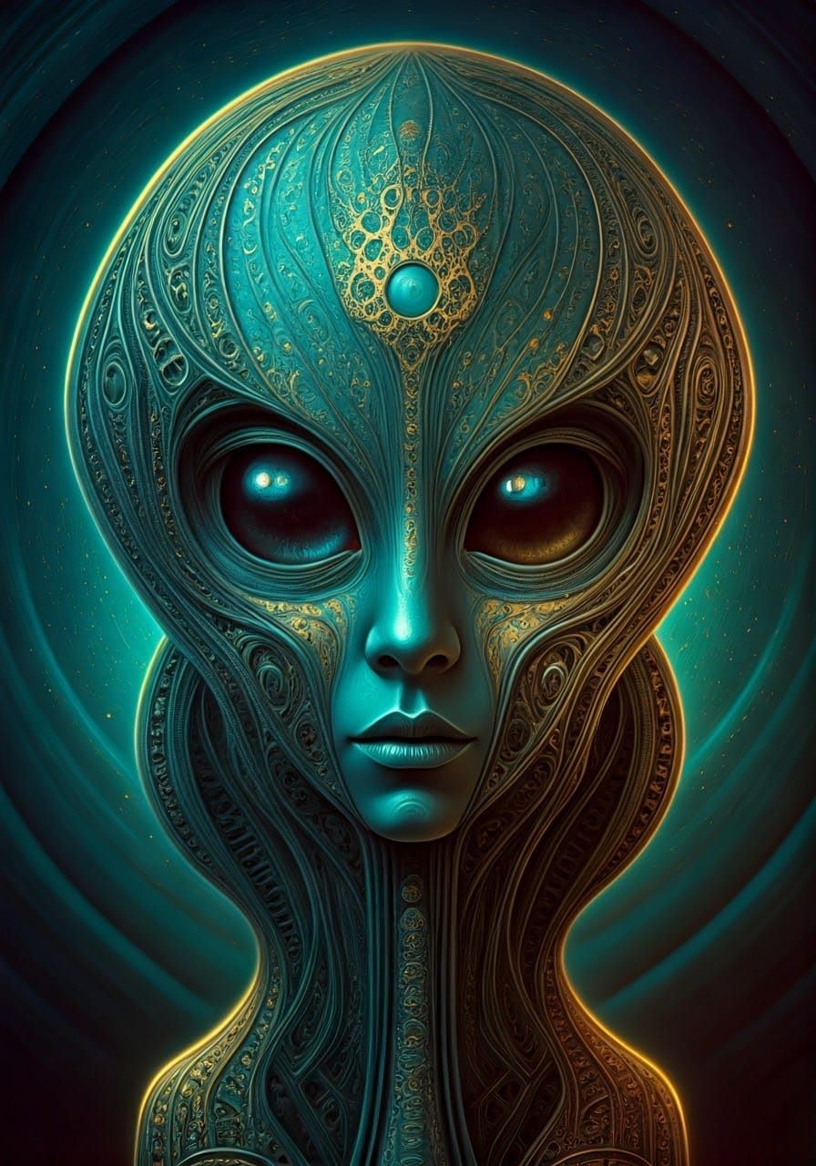 Alien Architecture in Resin Acrylic Paint Style