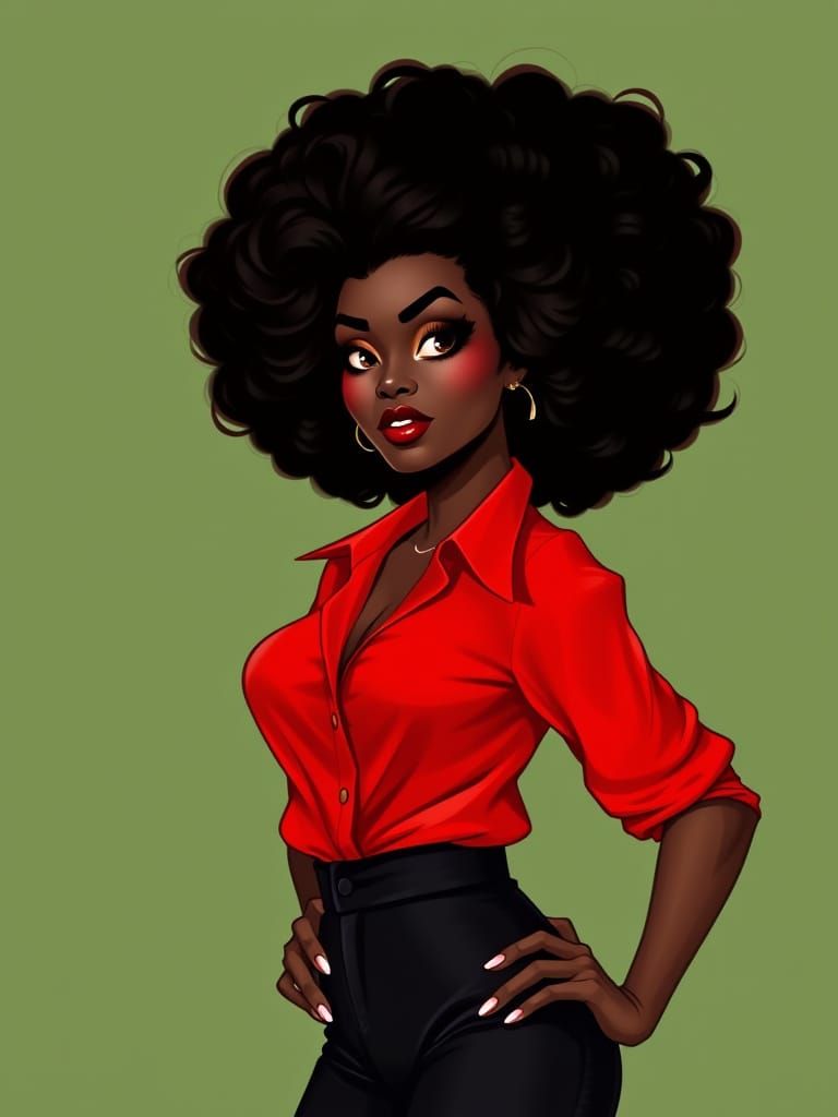 Retro Pin-Up of Confident Woman in Red