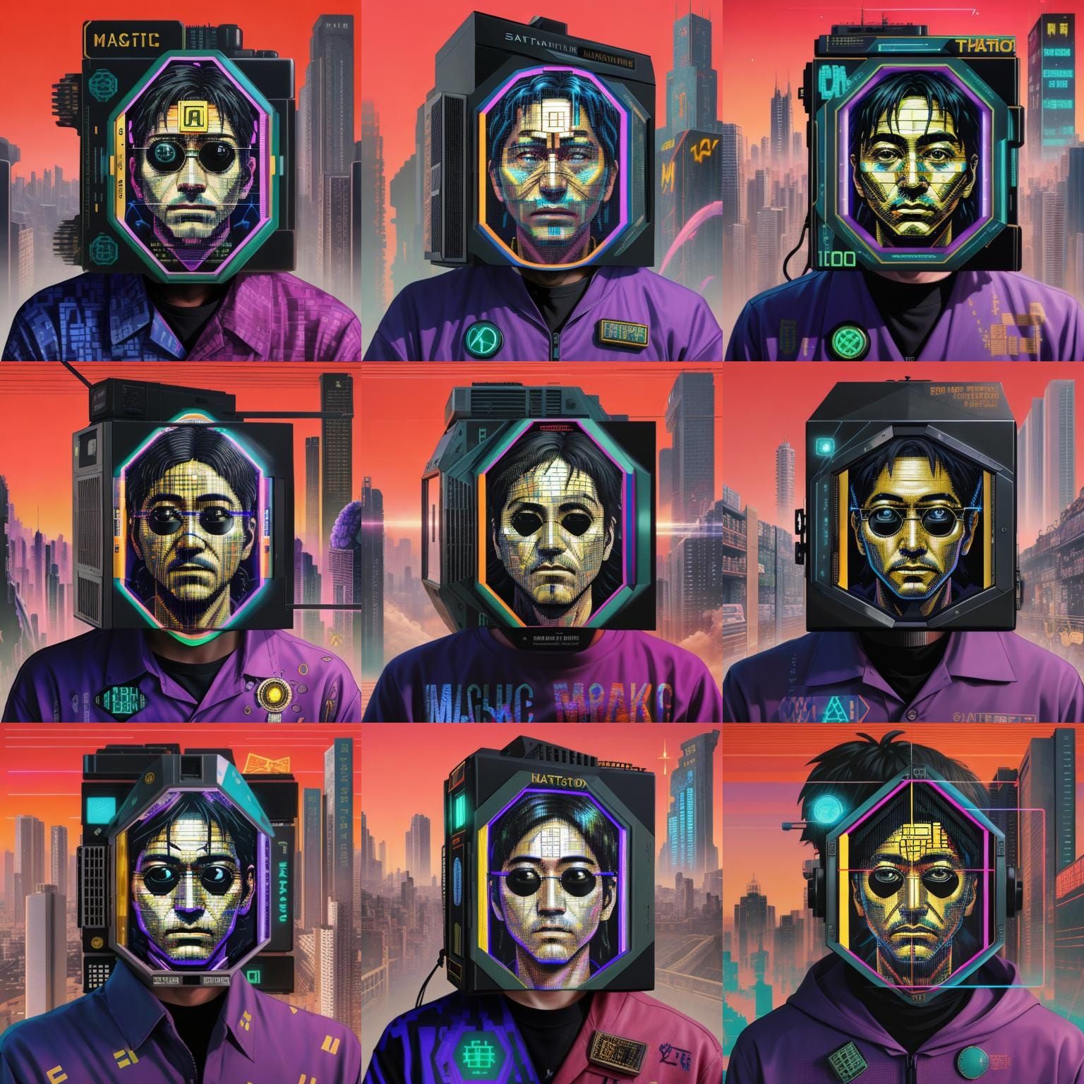 Satoshi Nakamoto in Dystopian Retrofuturistic Collage