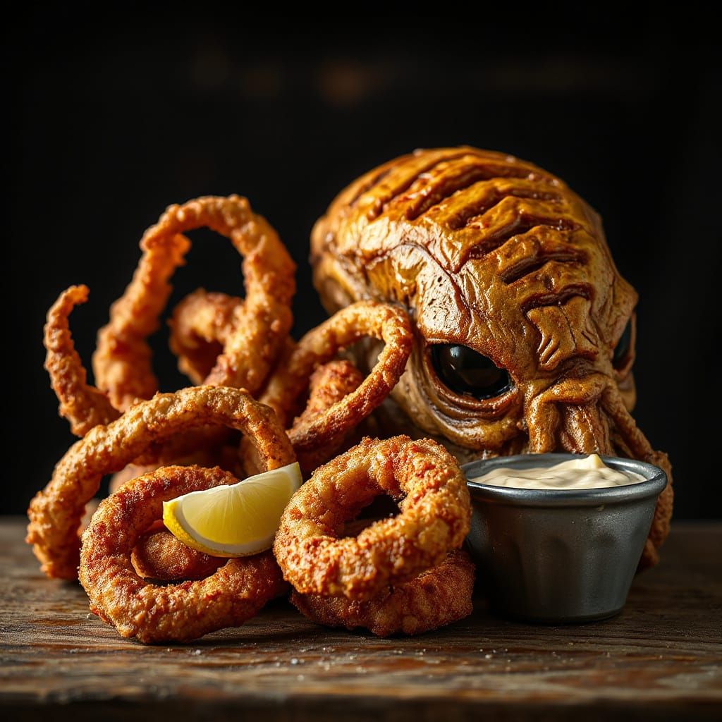Appetizing Deep-Fried Cthulhu Calamari with Roasted Eldritch...