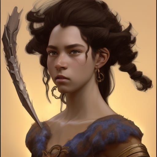 Portrait. Fantasy character for D&D. Halfling.
