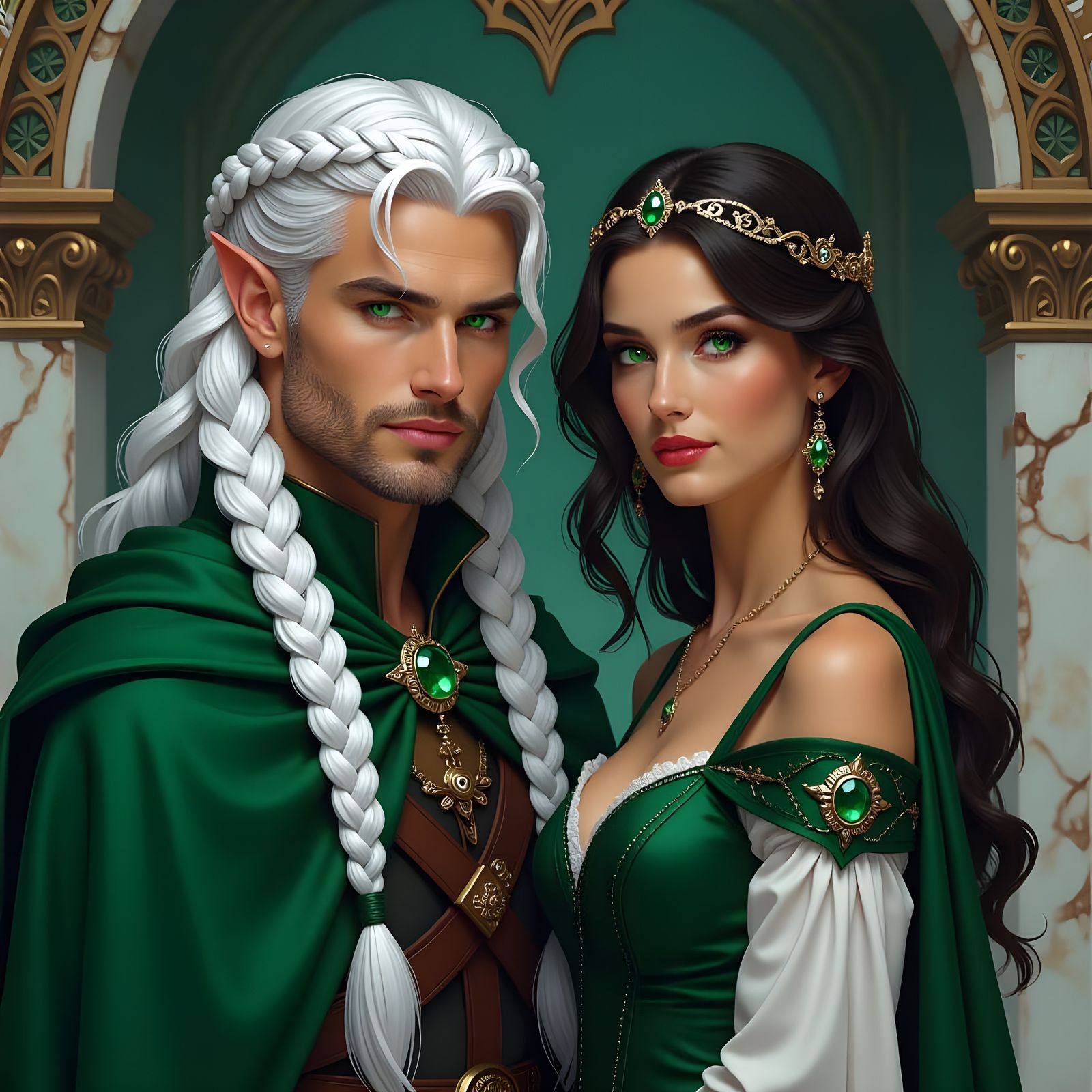 Fantasy Couple: Aasimar Man and Human Woman