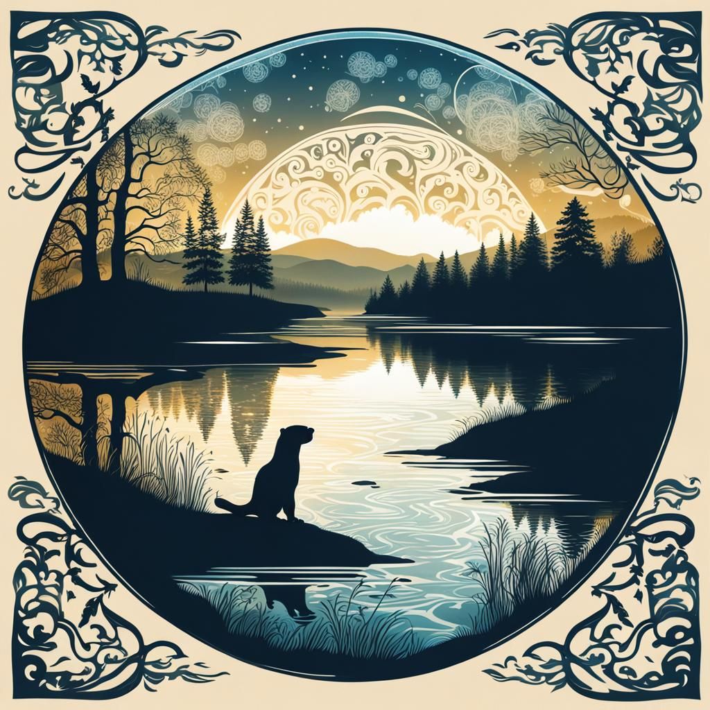 Double Exposure Otter River Landscape