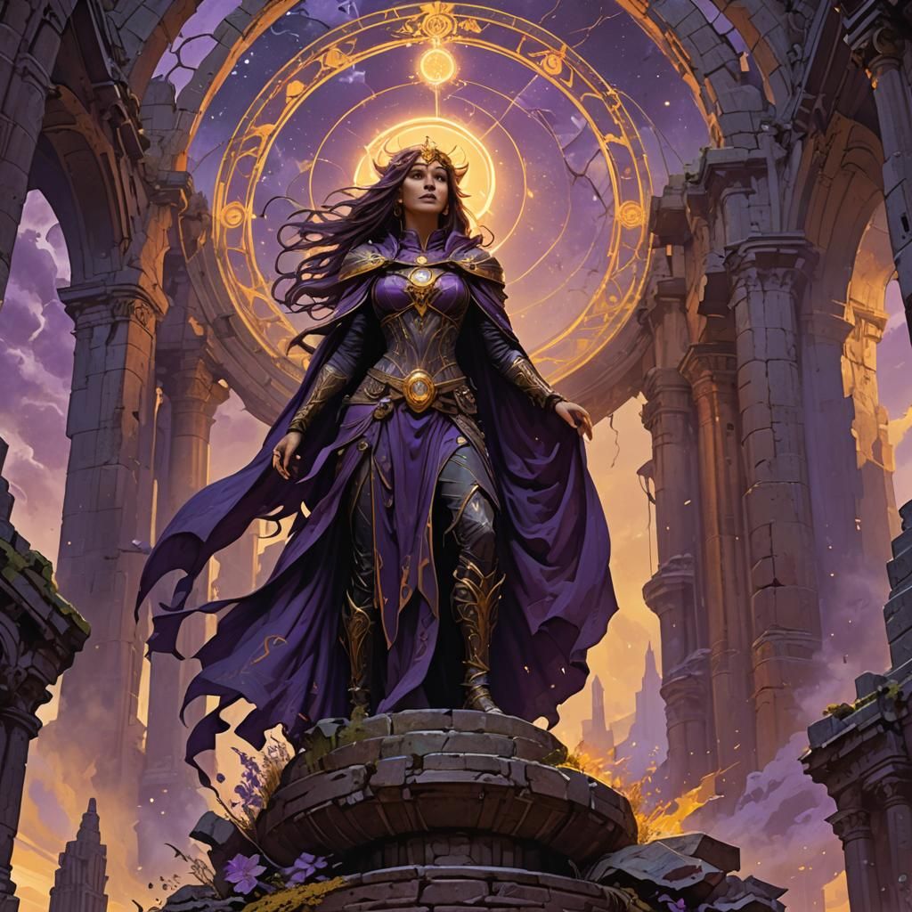 Powerful Sorceress in Dark Fantasy Style