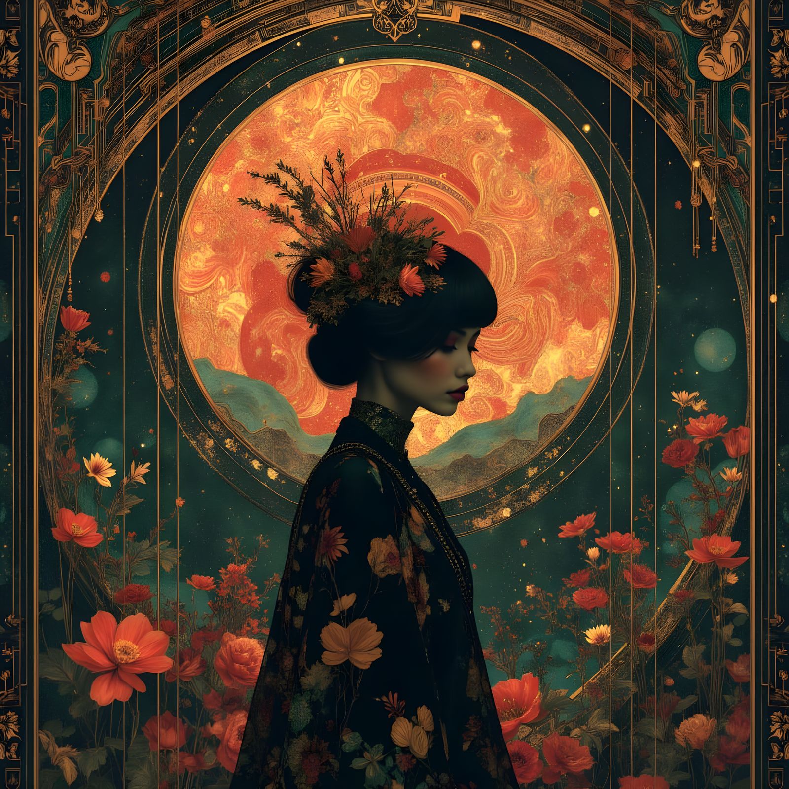 Surreal Old Religion Dreams in Art Nouveau Style