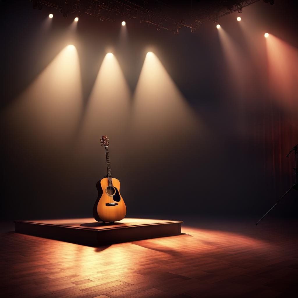 Lone Guitar on Stage in Fantasy Concept Art