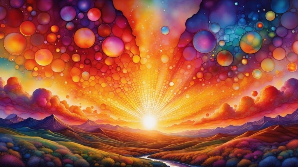 Vibrant Sunset over Rolling Hills