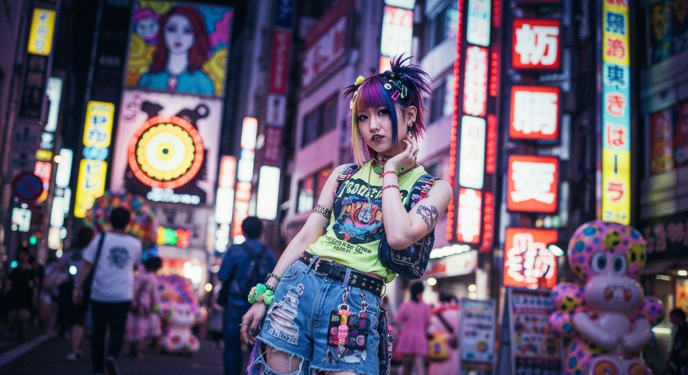 Punk Gyaru Girl in Shibuya Style Street Photography