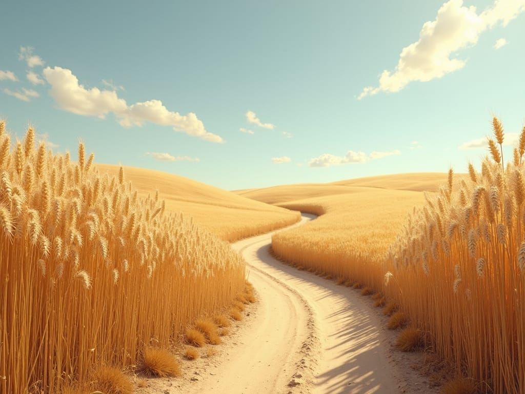 Sun-Drenched Wheat Field in American Regionalism Style