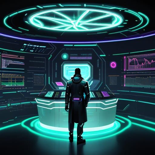 Futuristic Laboratory Interior in Neon-Lit Style