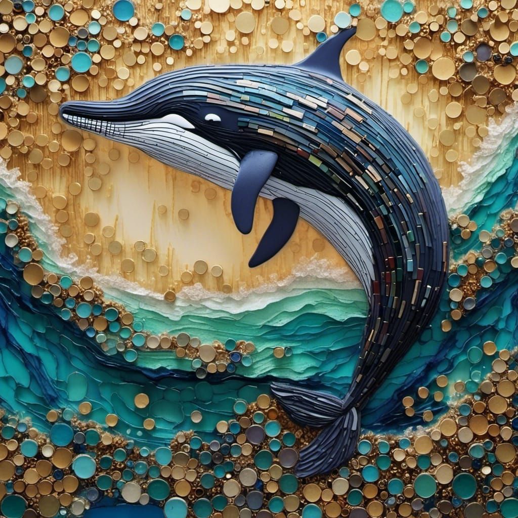 Humpback Whale in Ocean with Alcohol Ink Textures