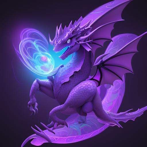 Holographic Purple Dragon: Cosmic Astral Illustration