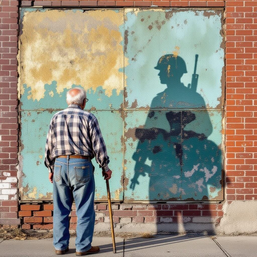 Elderly Man Contemplates Faded American Dream
