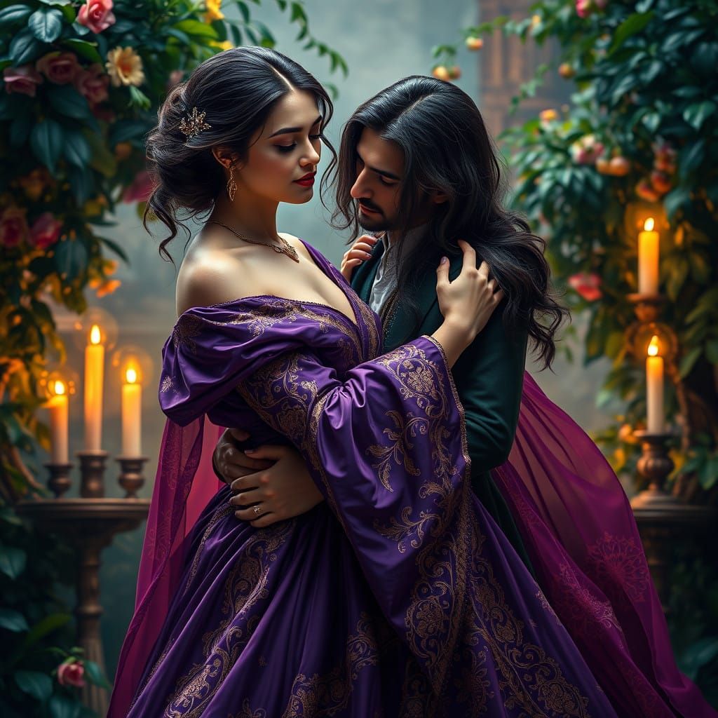 Tender Italian Renaissance Romance in Rich Purple and Gold