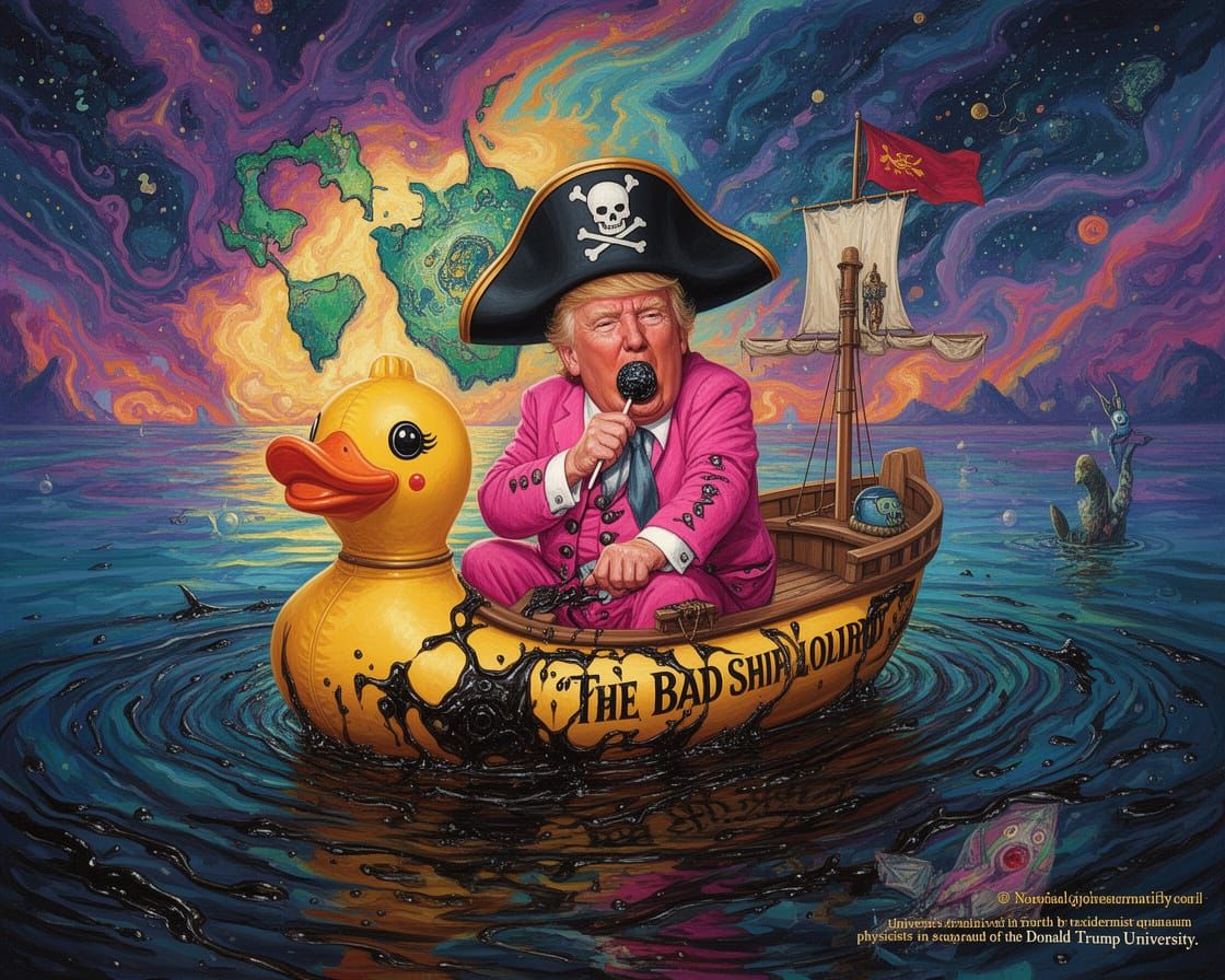 Surreal Trump in Pirate Gear with Lollipop
