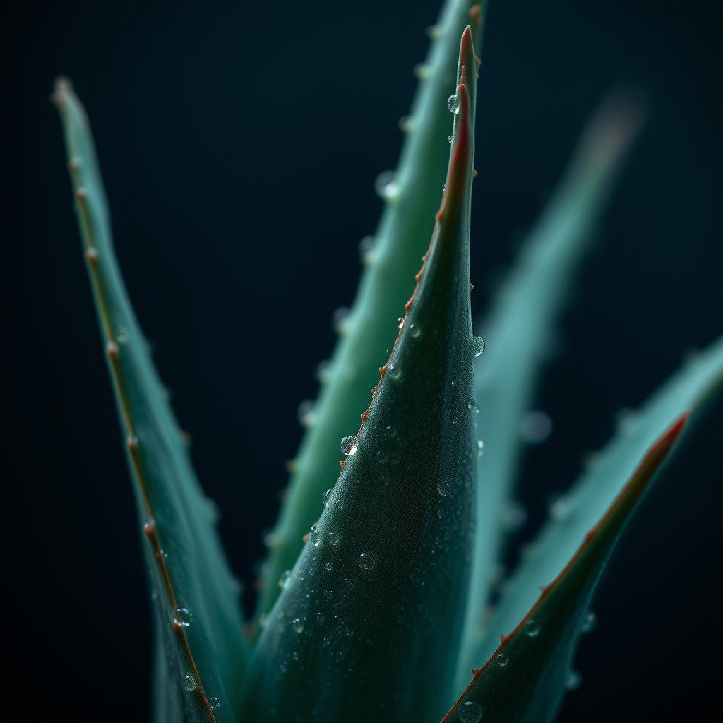 Hyperrealistic Dripping Aloe Plant in Moody Lighting