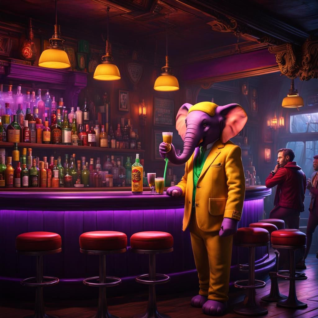 Vibrant 80s Bar Scene in Detailed Matte Painting Style