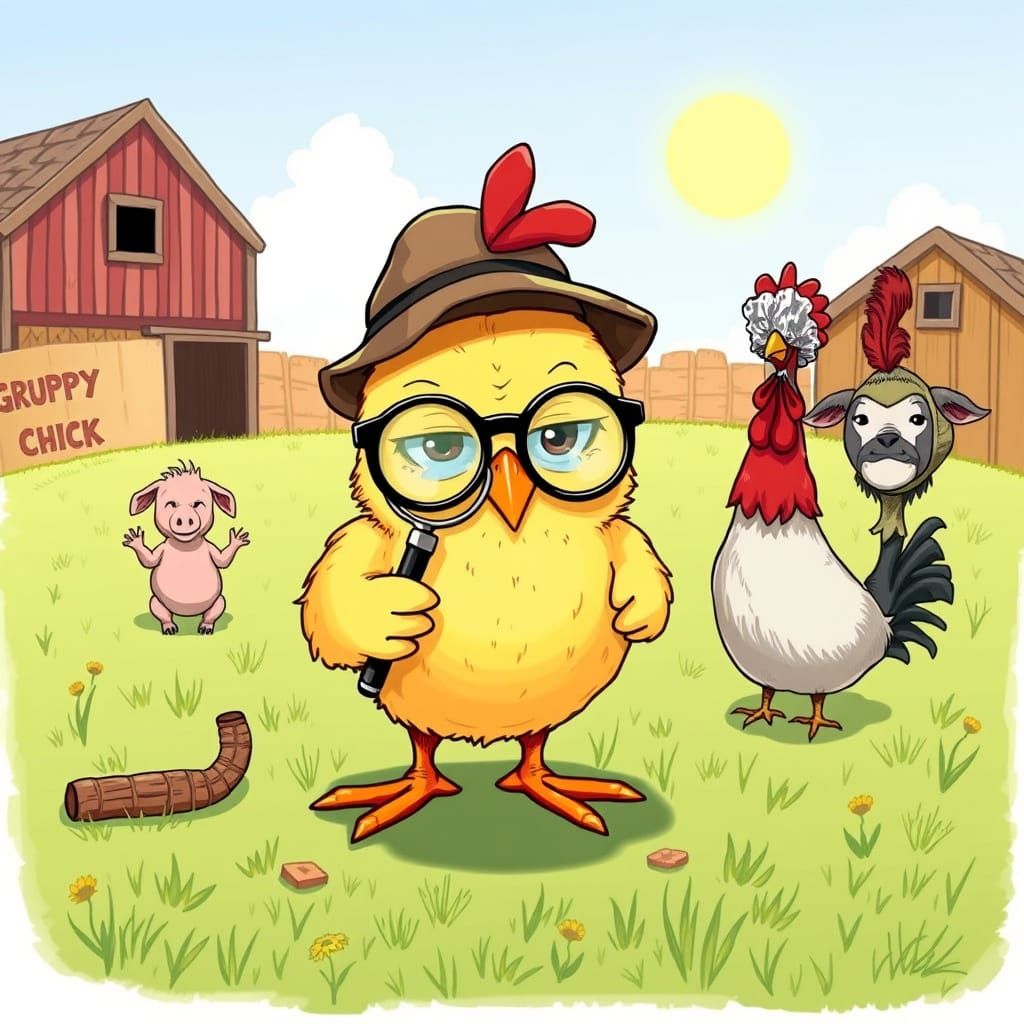 Grumpy Chick Detective Searches for Lost Worm