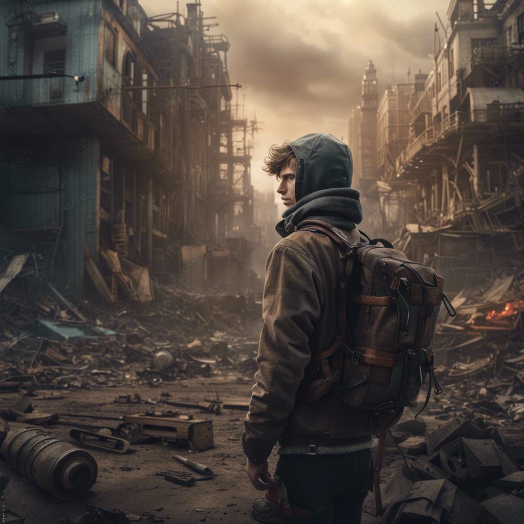 Post-Apocalyptic Young Man: Dramatic Digital Matte Painting
