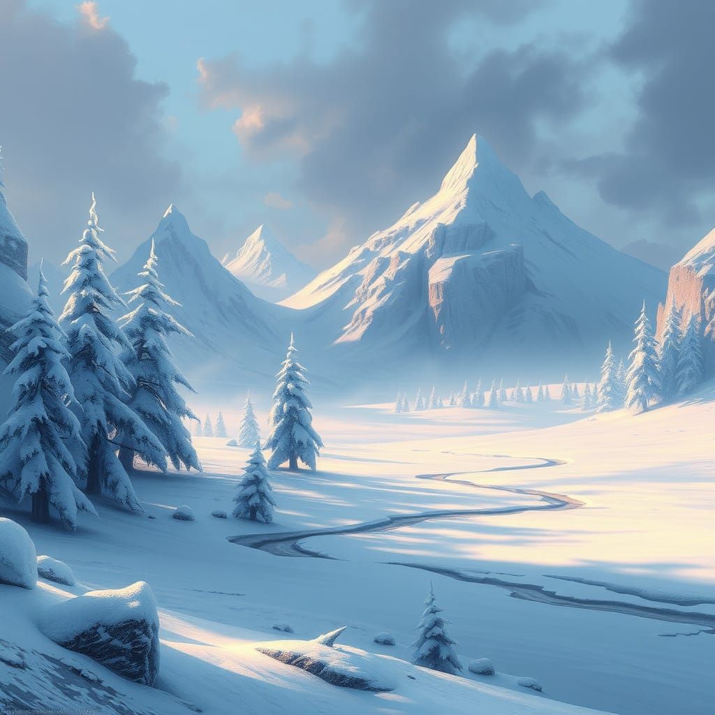 Fantasy Icy Landscape Inspired by Digital Painting